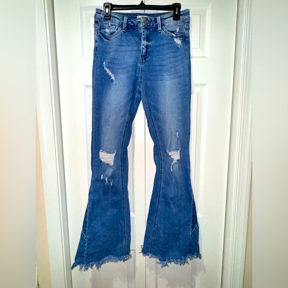 Altar’d State High Rise, distressed, super Flare Jeans size 28. GUC - Picture 1 of 13